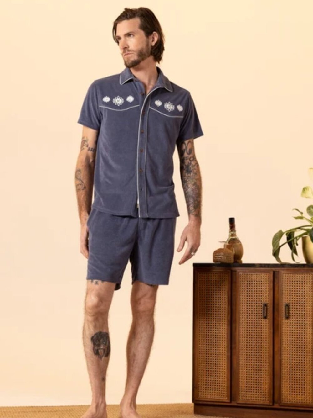 Dandy Del Mar Men's Gaucho Terry Cloth Outfit (Top M, Shorts L)